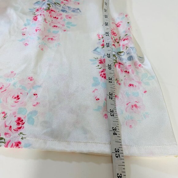 Pink K Floral Sleepwear Size L Satin Robe Nightgown Set Lace Trim Belted VTG Y2K - Picture 12 of 16